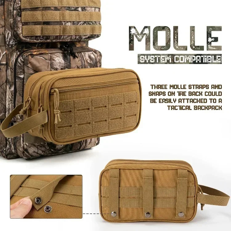 Tactical Travel Toiletry Bag For Men Women Outdoor Hygiene Organizer Bag Molle Attachment Tool Pouches Hanging Small Dopp Kit Mens Shaving Kit Shower Bag For Camping Fishing Hiking Gym Multi Purpose Outdoor Wash Gear Storage