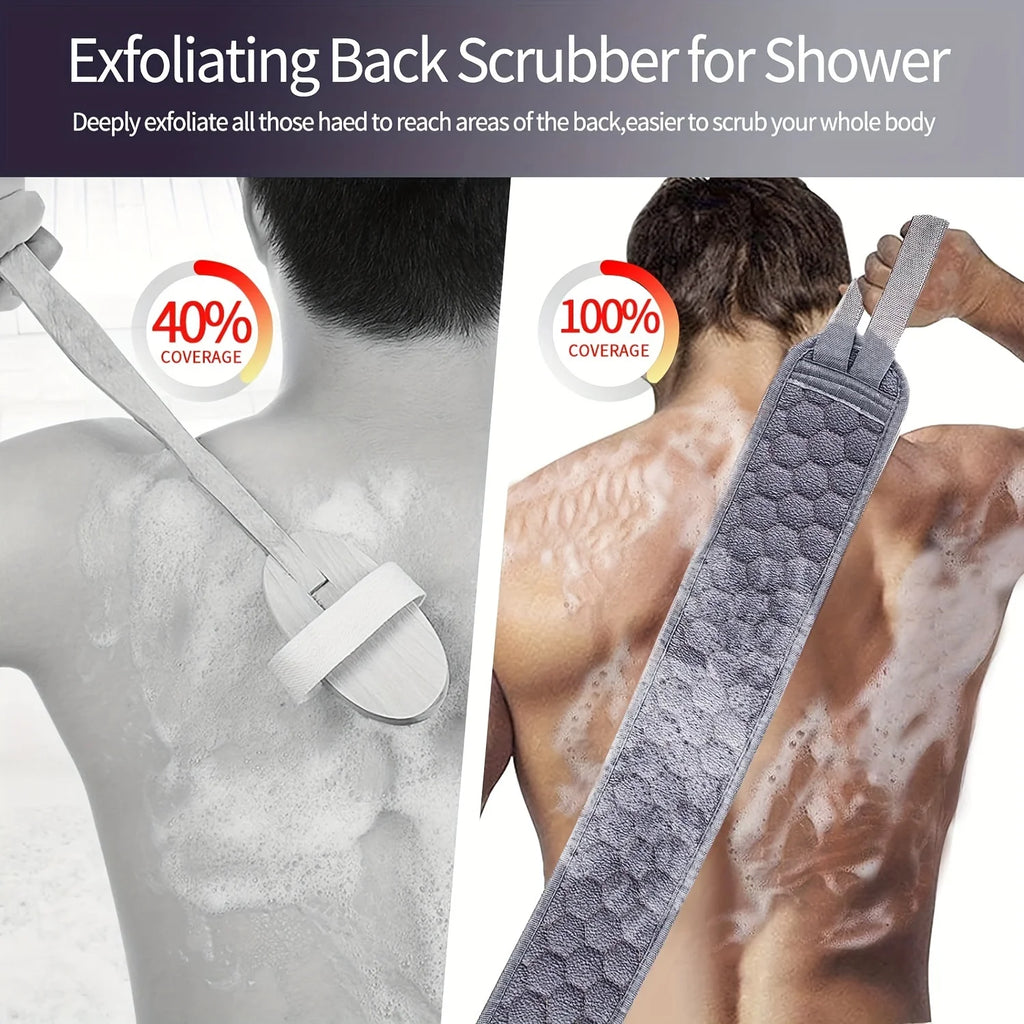 3pcs Exfoliating Body Scrubber Set with Back Scrubber Bath Glove Shower Loofah Sponge for Deep Clean Skin Vitalize Body Care