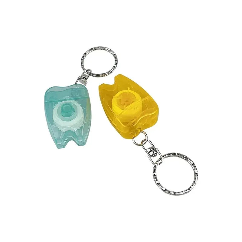 10pcs Dental Floss with Key Chain Teeth Cleaning Oral Care Tools Portable Tooth Shape Keychain Flosser Picks Toothpicks Hot