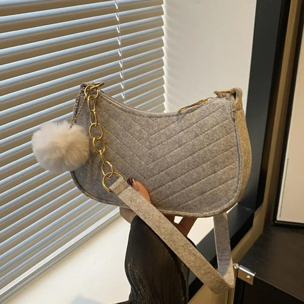 Mini Women Shoulder Bags Fashion Felt Women's Bag Advanced Design Underarm Handbags Mini Saddle Bag