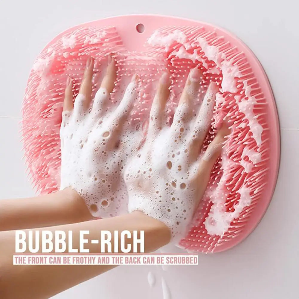 Scrubber Shower Massage Pad Silicone Shower Wall Mounted Back Massage Reusable Cleaning Brush Shower Feet Wash Mat Washer