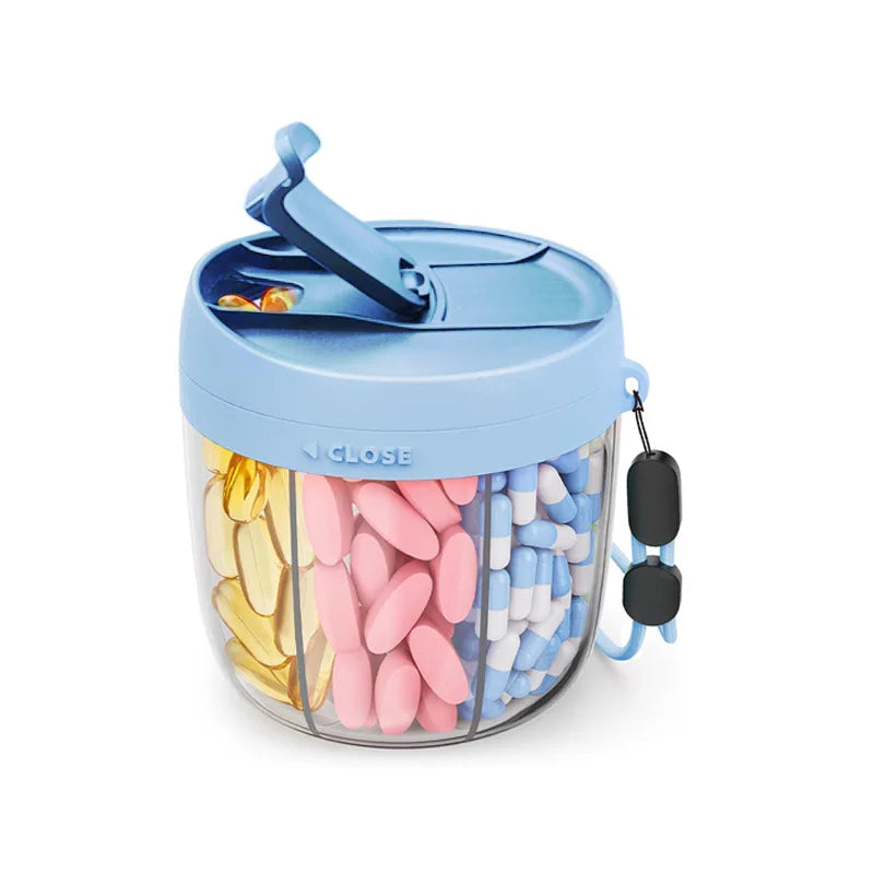Portable 7-Compartment Vitamin Supplement Storage Box Energy Boost Capsule Organizer with Confusion-Reducing Design