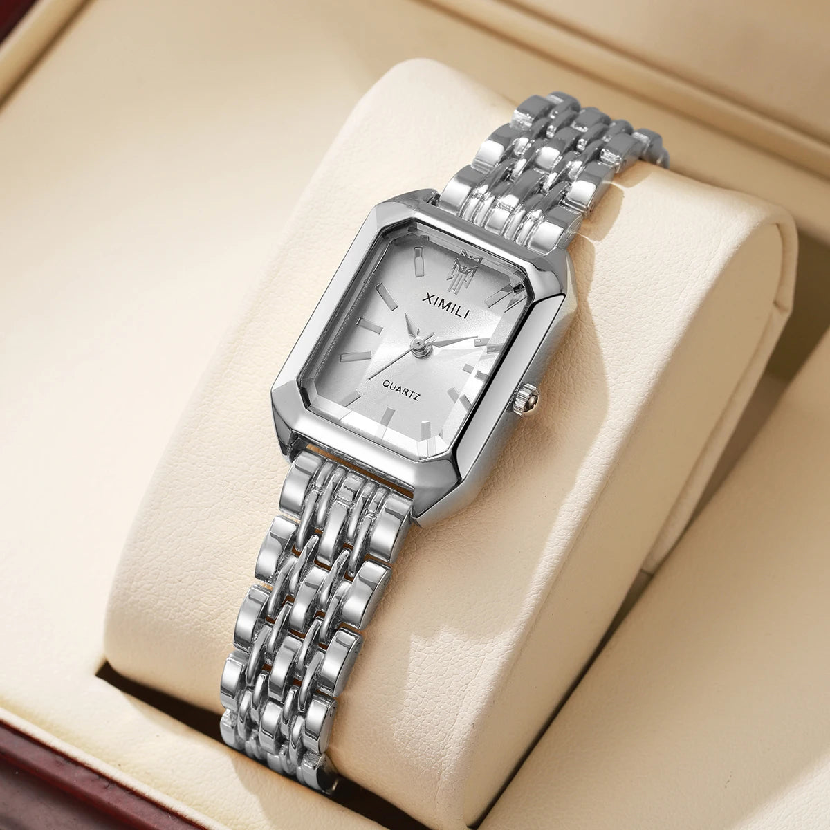 1/2/4PCS Elegant Rectangle Woman Quartz Watch Luxury Stainless Steel Band Ladies Wristwatches Relogio Feminino（Without Box）