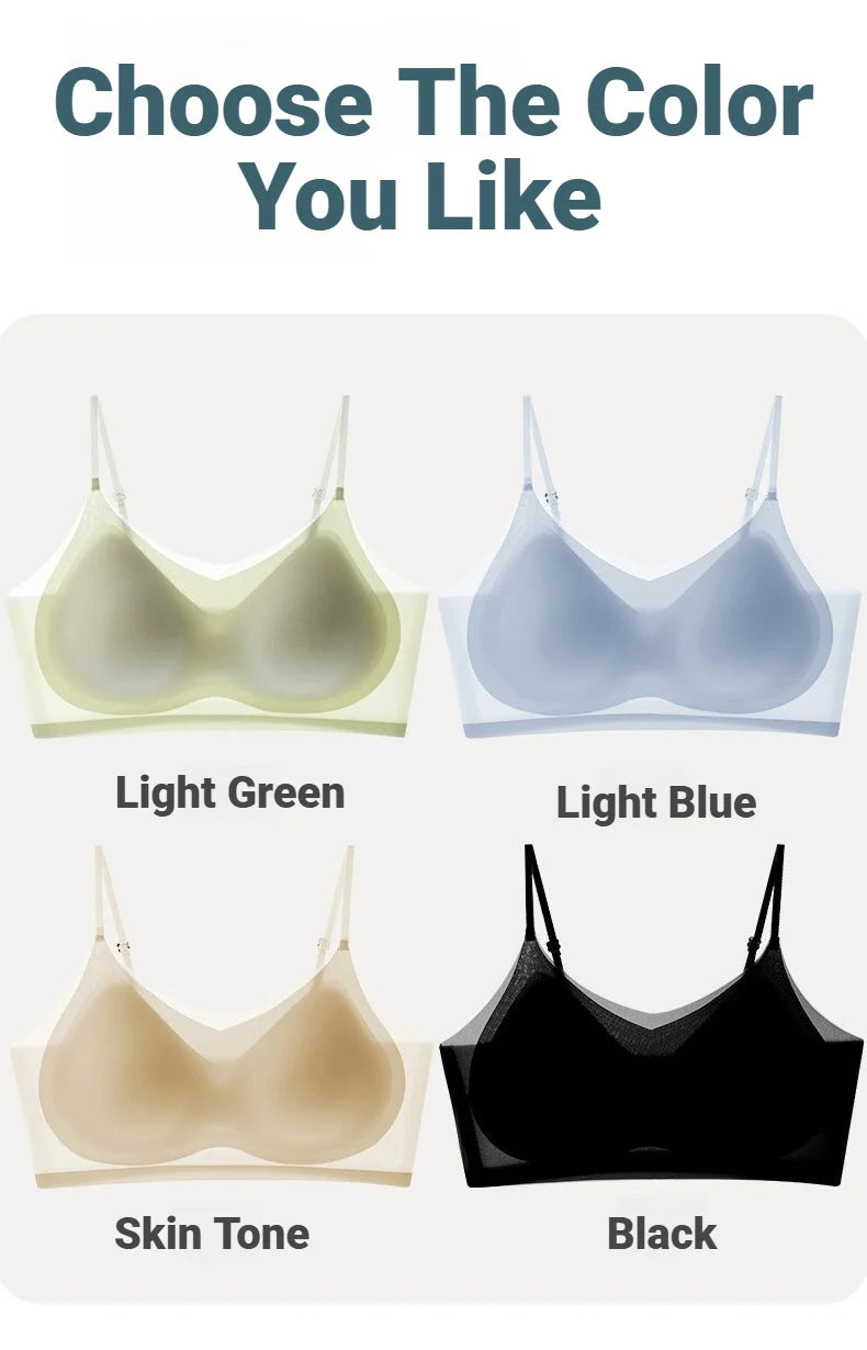 CHUANGERM Women's Ultra‑Thin Breathable Ice Silk Seamless Halter Vest Top Bra Lingerie Back Wraps For Small Breasts