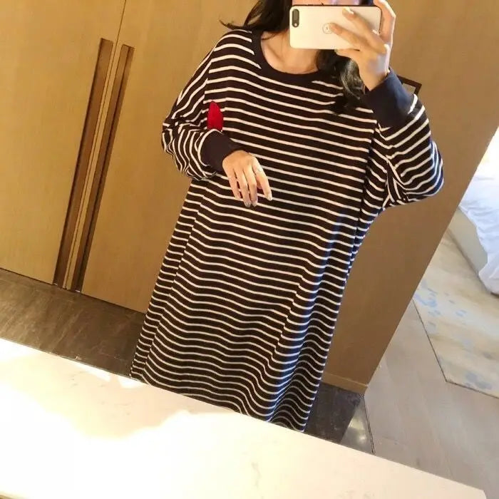 Loose Long Sleeve Sleepwear Women's Home Clothes Striped Pattern Sweet Style Spring Summer New Arrival 2023 Thin Fabric round...