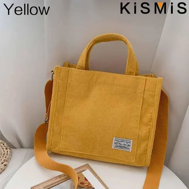 Velvet Corduroy Shoulder Bag Ladies Large Capacity Crossbody Tote Multi-Pocket Versatile Daily Fashion Purse Adjustable Strap