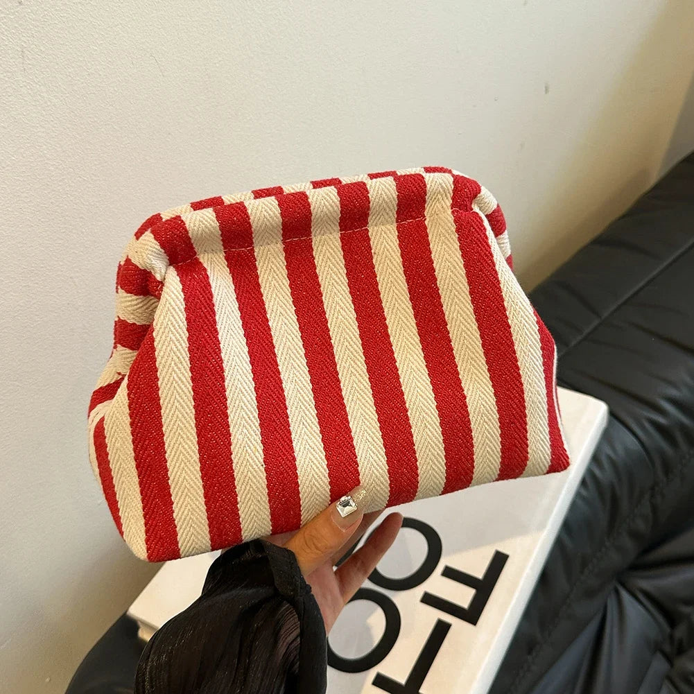 Summer Woven Crochet Purses for Women Beach Clutch Handbags 2026 Dumpling Hobo Casual Colorblock Bag Ladies Ruched Cloud Purse