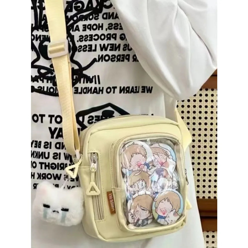 Y2K Mini Itabag Women Korean Casual Crossbody Bags Transparent Pocket Small Shoulder Bag Purses and Phone Ita Bag DIY Bag