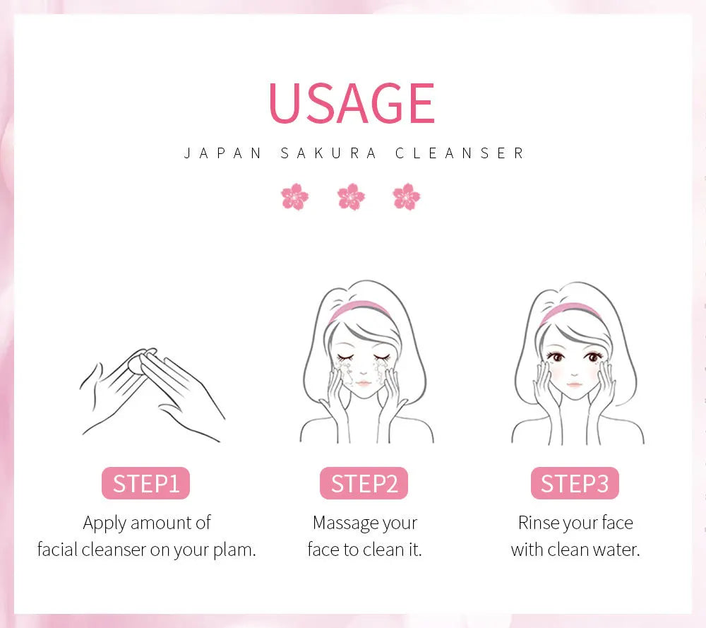 Laikou Japan Sakura Gentle Face Wash Hydrating Oil Control Niacinamide Hyaluronic Acid Daily Facial Cleanser For All Skin Types