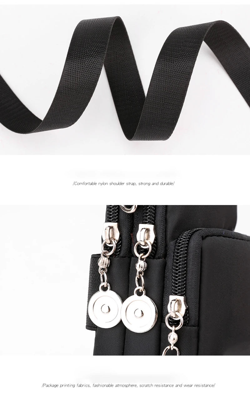 New Women Mobile Phone Bag Nylon Cell Phone Bag Coin Purse Strap Shoulder Bag Small Crossbody Bags for Women Wallet Travel Purse