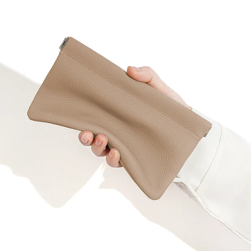 Self-Closing Artificial Leather Long Wallet Passport Driver's License ID Holder Headphone Data Cable Storage Cash Pouch