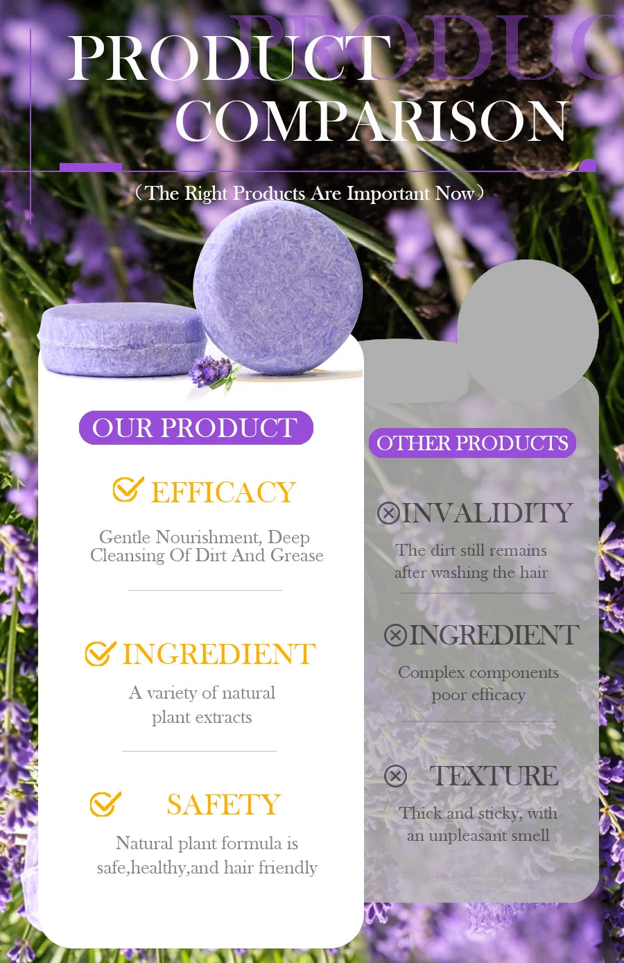 Lavender Shampoo Oil Control Refreshing Hair Smooth Oily Scalp Solution No Silicone Oil