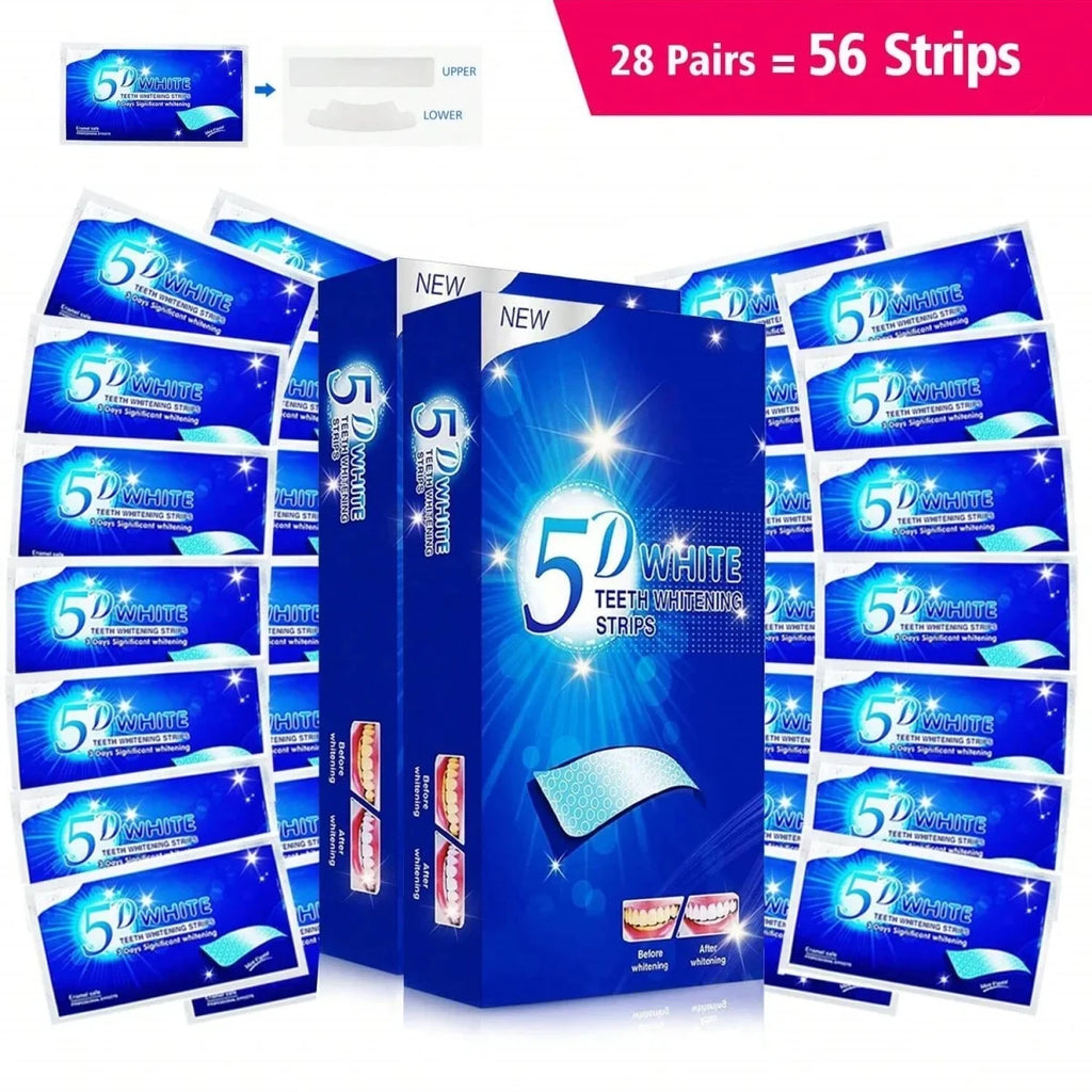 [5D] 28 Days Teeth Whitening Strips Whitener Strips Effective Teeth Whitener Helps Remove Smoking / Coffee / Soda / Wine Stain