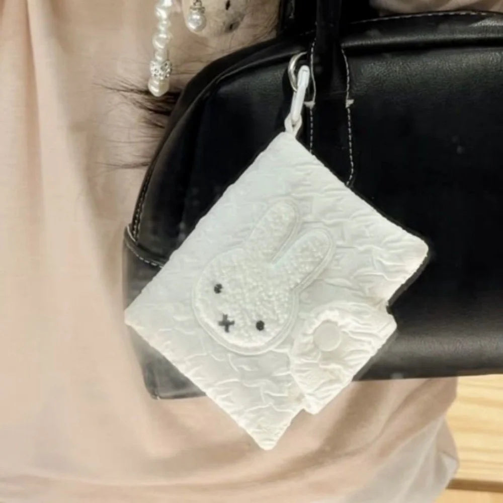 Cute Miffy Kawaii Wallet Coin Purse ID Bag Portable Change Cartoon Rabbit Pendant Storage Bag Girl Gift
