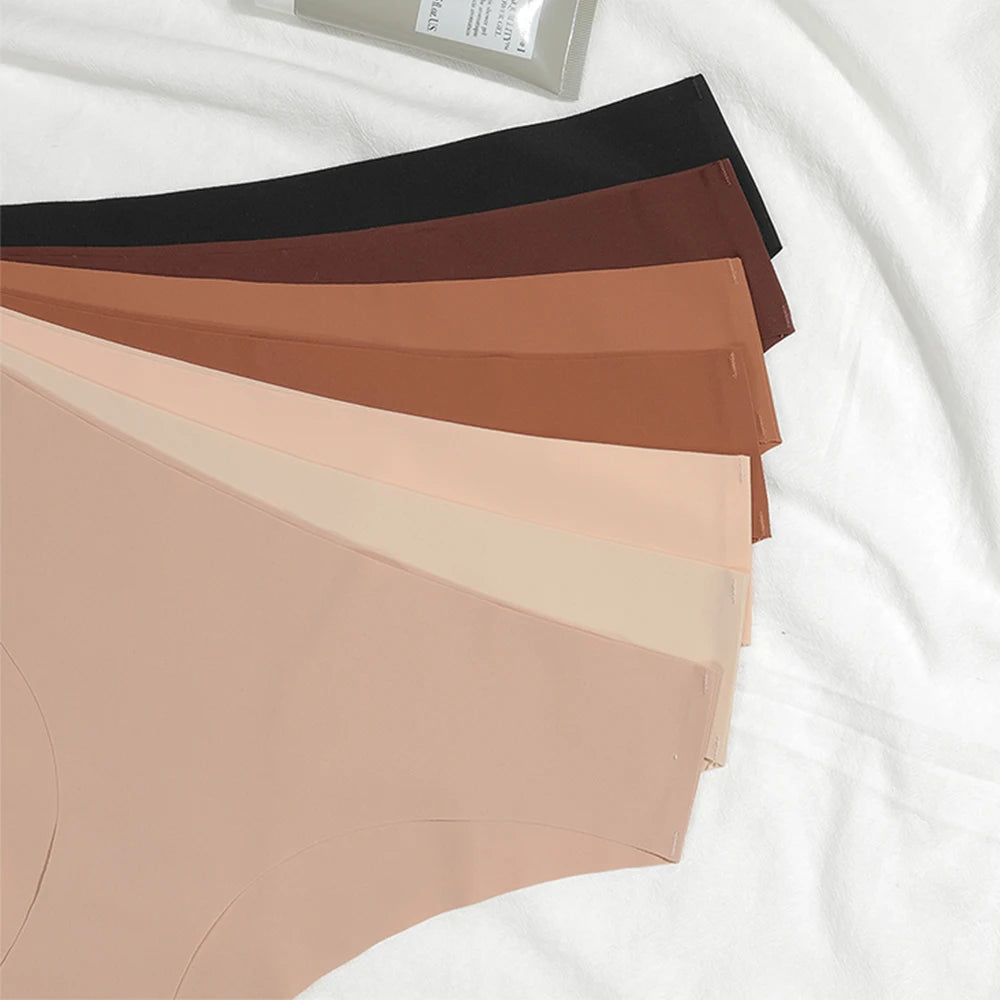 3 Pcs Seamless Panties for Women Breathable Low Waist Sexy Underwear Solid Silk Panties Brief Female Lingerie