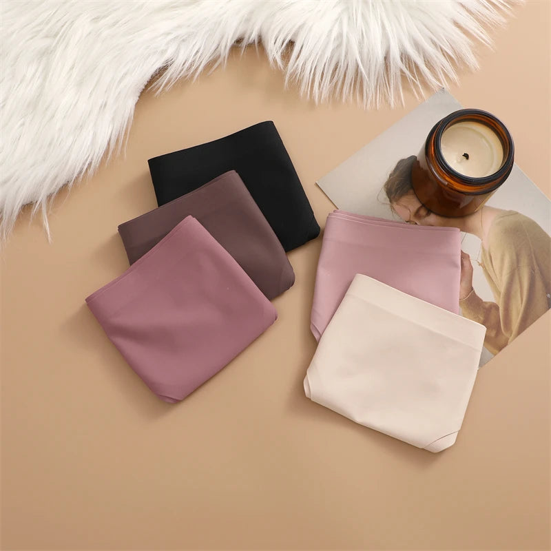 3PCS Seamless Maillard Panties Ultra-thin Brazilian panties Women Ice Silk Underwear Sexy Panty Low Waist G-string Female Solid