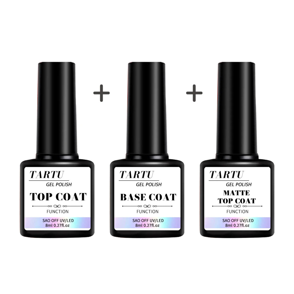 1pc/2pcs/3pcs 8Ml Functional Gel Nail Art Set with Base Coat and Diamond Top Coat,Matte Top ,Soak Off  for Nail Art Design Tool