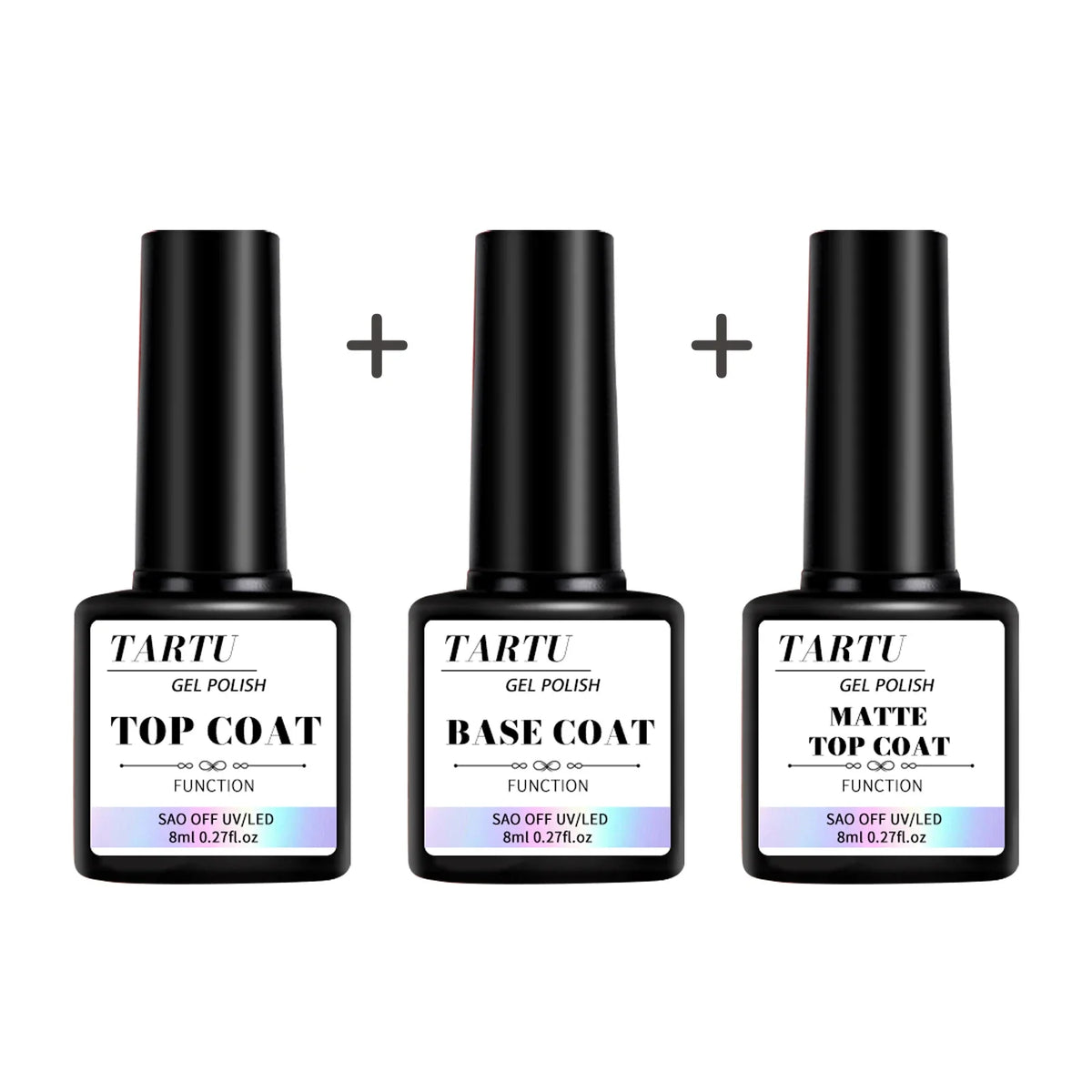 1pc/2pcs/3pcs 8Ml Functional Gel Nail Art Set with Base Coat and Diamond Top Coat,Matte Top ,Soak Off  for Nail Art Design Tool