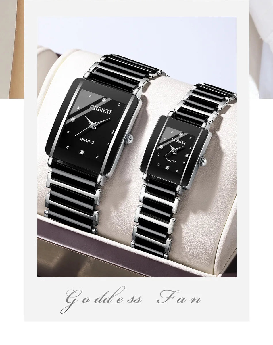 CHENXI 104A Waterproof Top Brand Luxury Couple Watches Watch for Women Men with Simulated-Ceramics Strap Relojes Para Damas