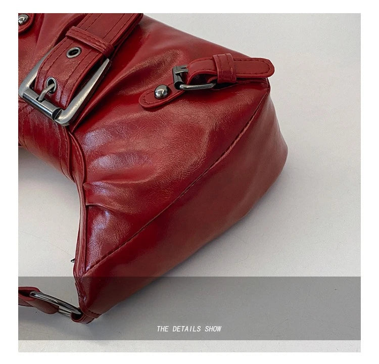Large-capacity pleated armpit bag for women 2025 new retro commuter temperament motorcycle old style shoulder bag