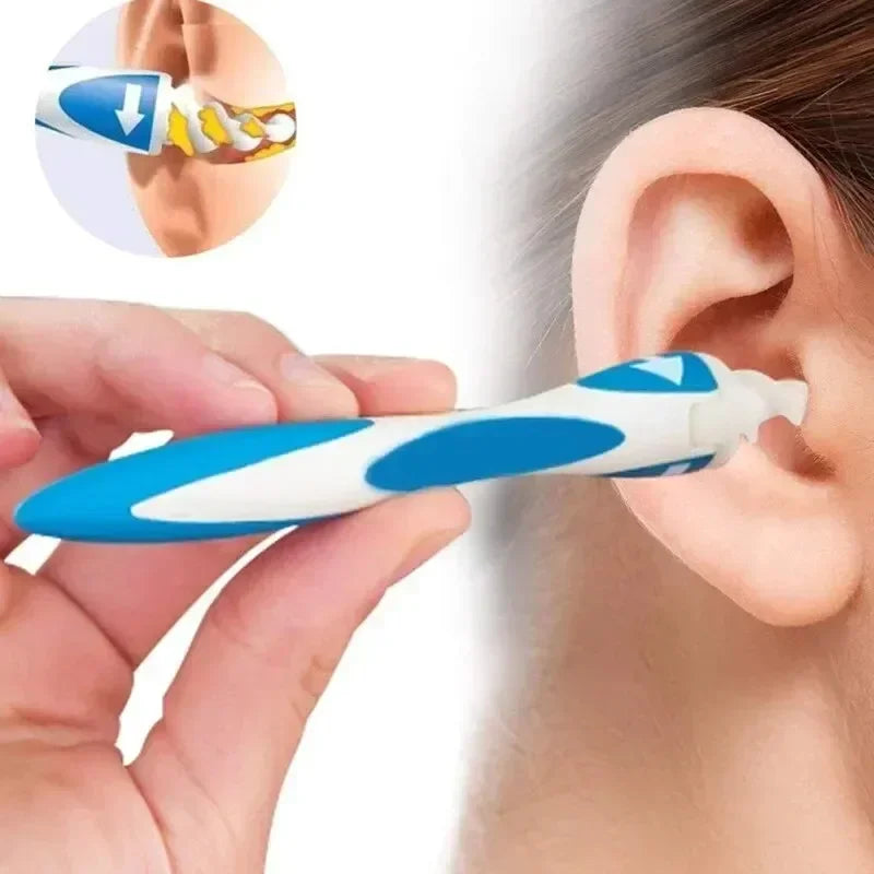 Portable Spiral Ear Wax Remover Tool Ear Cleaner with Soft Silicone 16 Replacement Tips Simply To Grab Extract Earwax