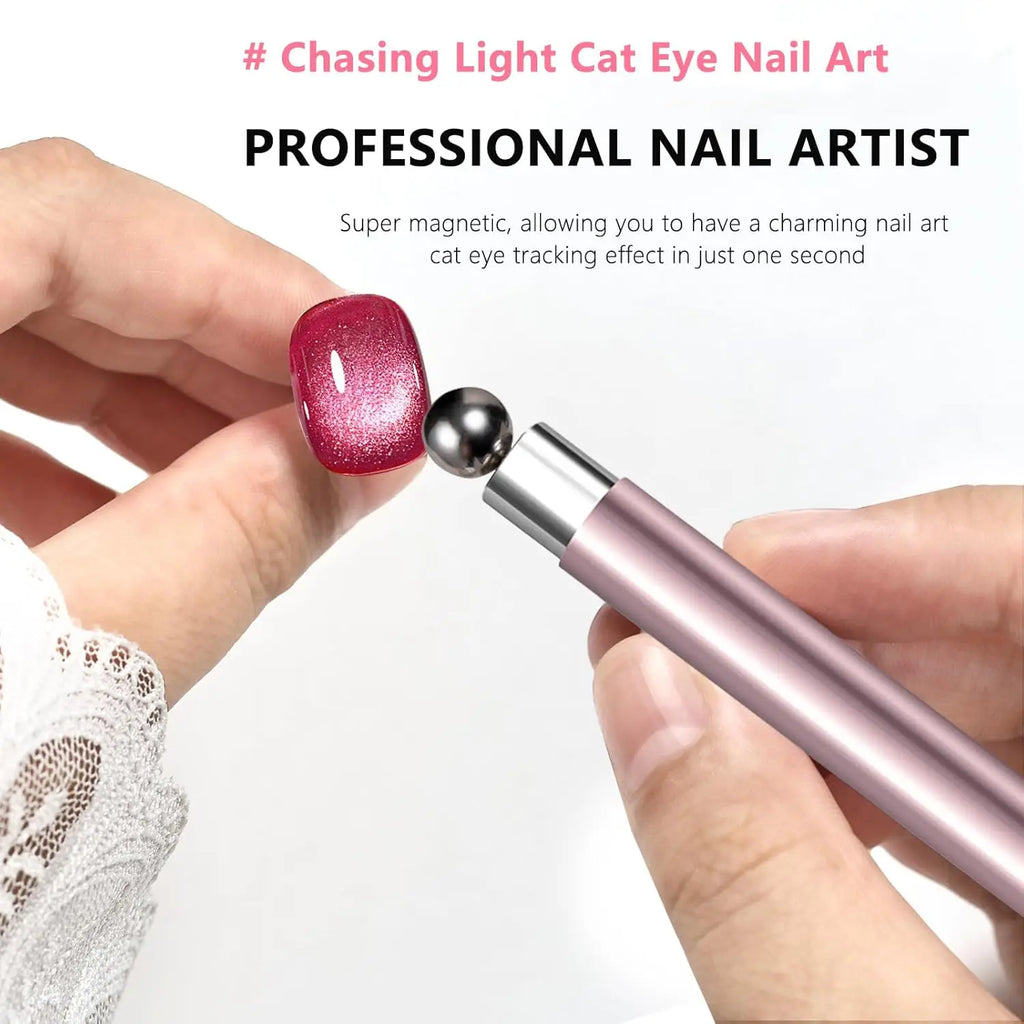 1/2Pcs Cat Eye Magnetic Set Ball With Nail Magnetic Stick Tool Set Double-head Strong Magnet Pen 3D Cat Eye Gel Nail Supplies