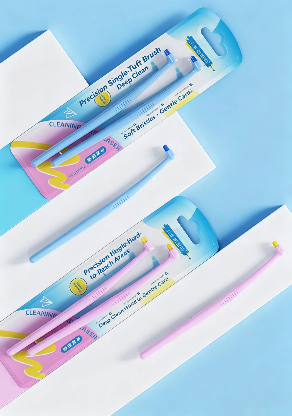 2-Pack Single Bundle Interdental Brushes with Soft Bristles and Colorful Small Brush Heads, Set of Brush Bundles