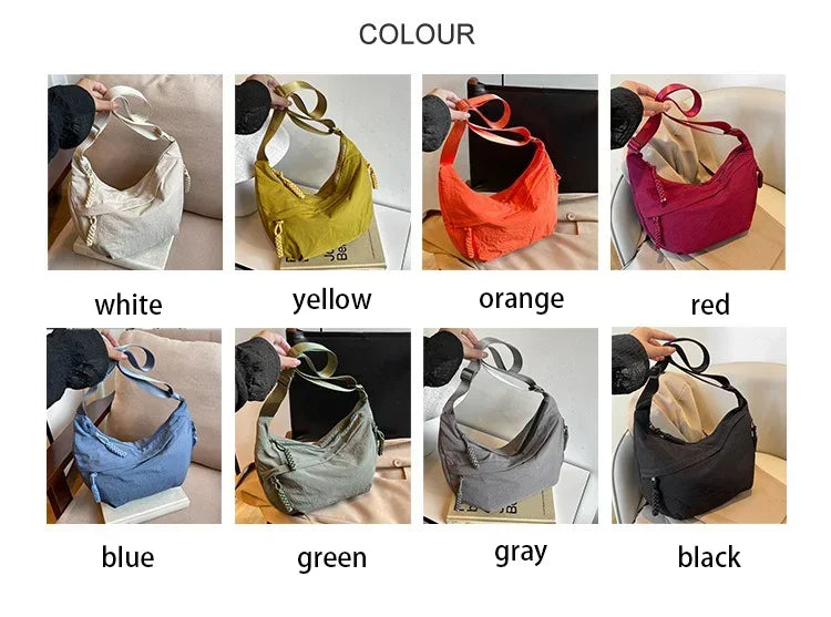Women'S Simple Solid Color Canvas Dumpling Bag Casual Handbag Personalized Men'S Shoulder Bag Daily Use