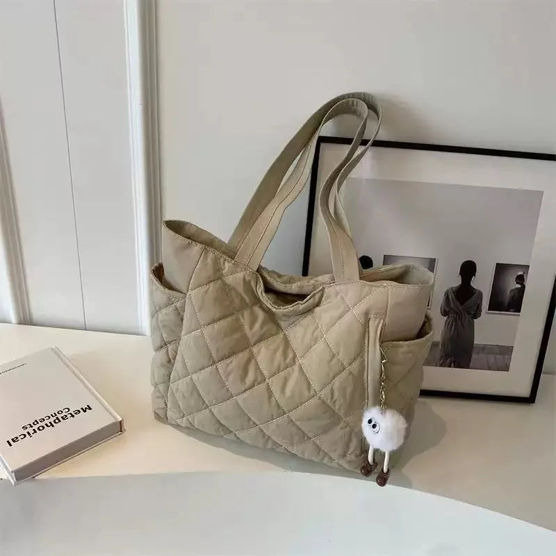 HOMEFISH Rectangular Large Capacity Single Shoulder Bag for Commuting To Work Tote Bag in Korean Style Casual Handle Bag