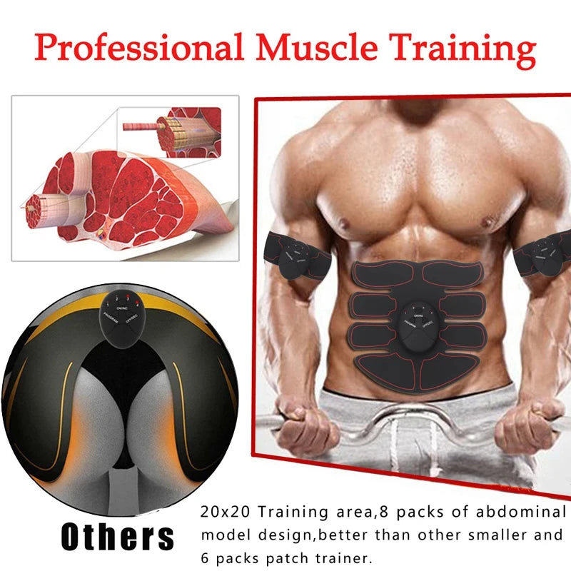 EMS Muscle Stimulator Abdominal Hip Trainer Patch Portable ABS Body Shaping Toner Unisex Fitness Slimming Training Equipment