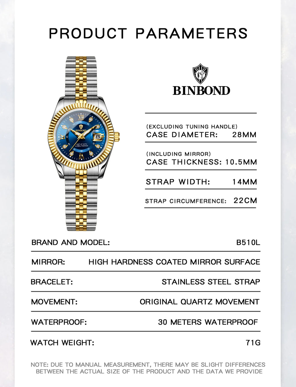 BINBOND Quartz Watches For Women Luminous Waterproof Stainless Steel Ladies Watch Montre Femme Luxe De Marque Reloj With Box