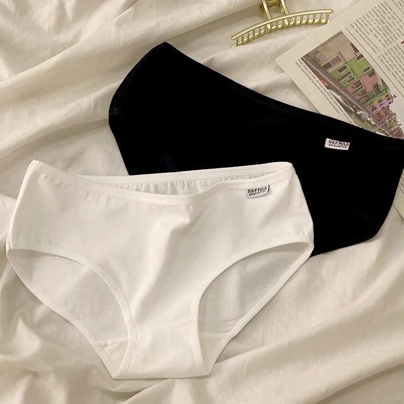 CHUANGERM 7 Pairs Women Solid‑Color Panties Soft Breathable Casual Briefs Cute Ladies Underpants For Daily Wear