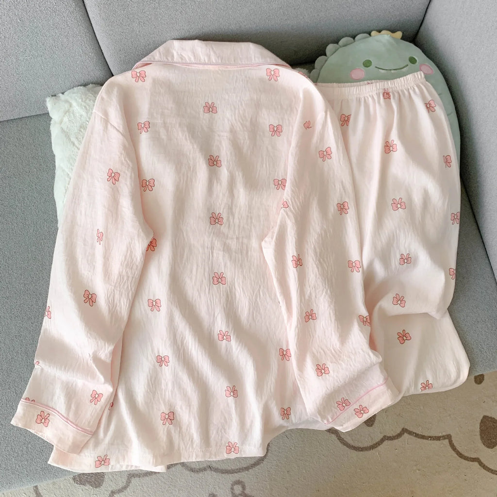 Spring/Autumn New Arrivals: Cloud-Print Cotton Long-Sleeved Pyjama Set for Women Adorable Sweetheart Style Nightwear Homewear
