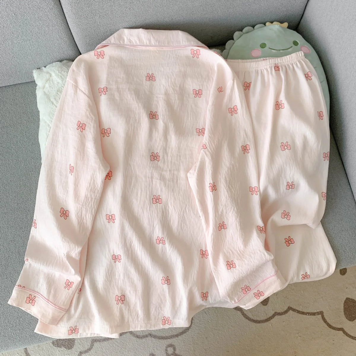 Spring/Autumn New Arrivals: Cloud-Print Cotton Long-Sleeved Pyjama Set for Women Adorable Sweetheart Style Nightwear Homewear