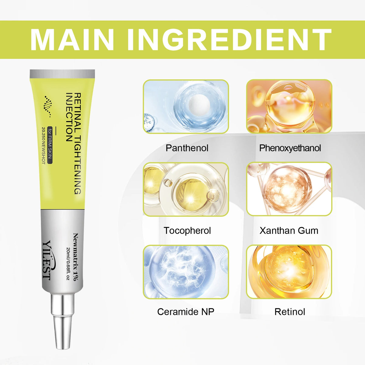 Retinal Eye Cream 20ml with Retinol Ceramide Panthenol Hydrating Firming Eye Care Cream for Fine Line Skin Care