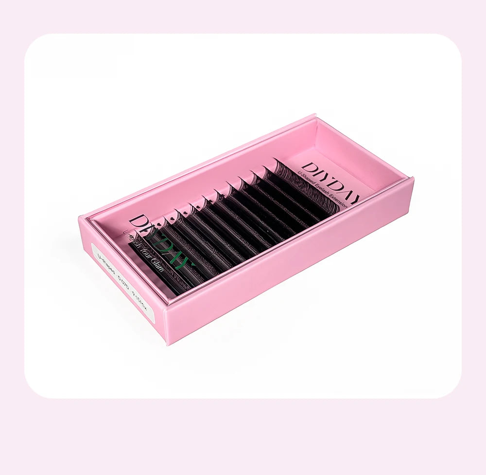 DIYDAY U-shaped YY Eyelash Extension Premium PBT Double Layer U-Shaped YY Lashes Ultra Soft Featherlight False Mink UY Eyelashes