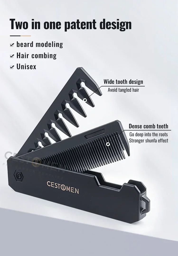 New 1/2/3 in 1 Pocket Folding Combs Plastic Wide Tooth Oil Head Comb Beard Combing Barber Clipper Comb Salon Hair Styling Tools