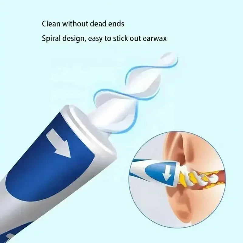 Portable Spiral Ear Wax Remover Tool Ear Cleaner with Soft Silicone 16 Replacement Tips Simply To Grab Extract Earwax