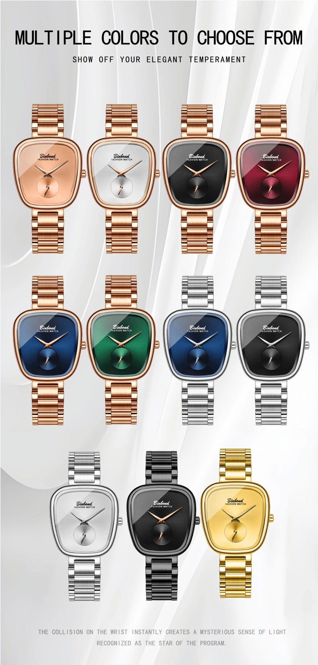 BINBOND Simple Quartz Watches For Women Luxury Precise Luminous Waterproof Elegant Women's Watch Casual Sturdy Stainless Reloj