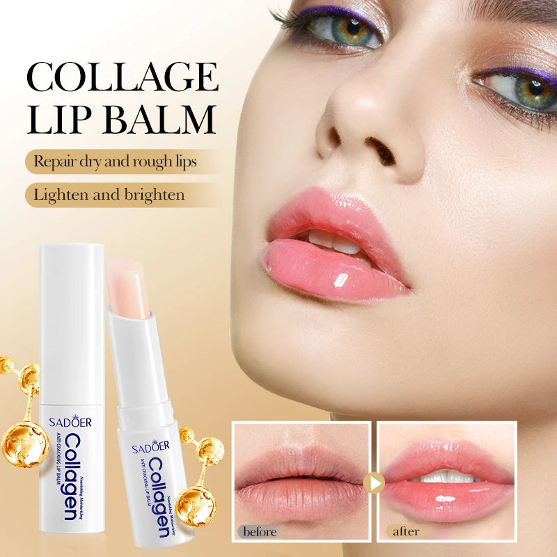 SADOER Collagen Moisturizing Lip Balm Nourishing Anti-Cracked Long-Lasting Hydration 1/2/3/5PCS Stick Lip Skin Care