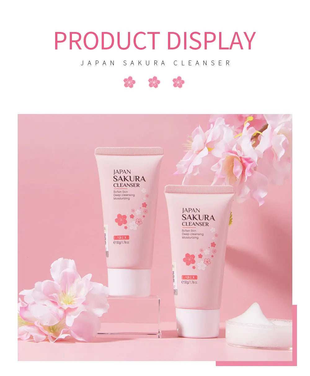 Laikou Japan Sakura Gentle Face Wash Hydrating Oil Control Niacinamide Hyaluronic Acid Daily Facial Cleanser For All Skin Types
