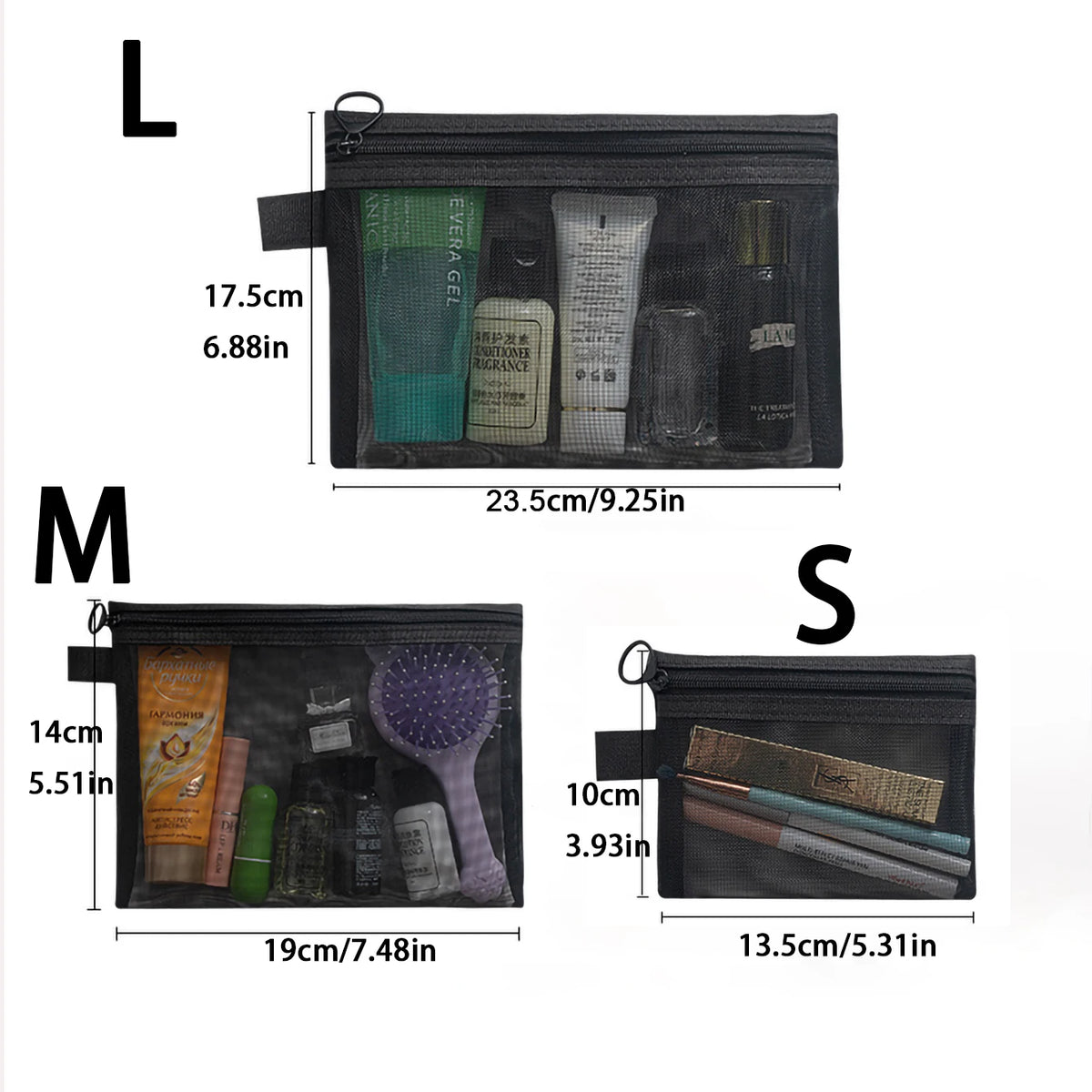 1/5/10pcs Mesh Clear Cosmetic Bags Women Black Makeup Bag Portable Travel Toiletry Organizer Case Lipstick Storage Pouch Gift