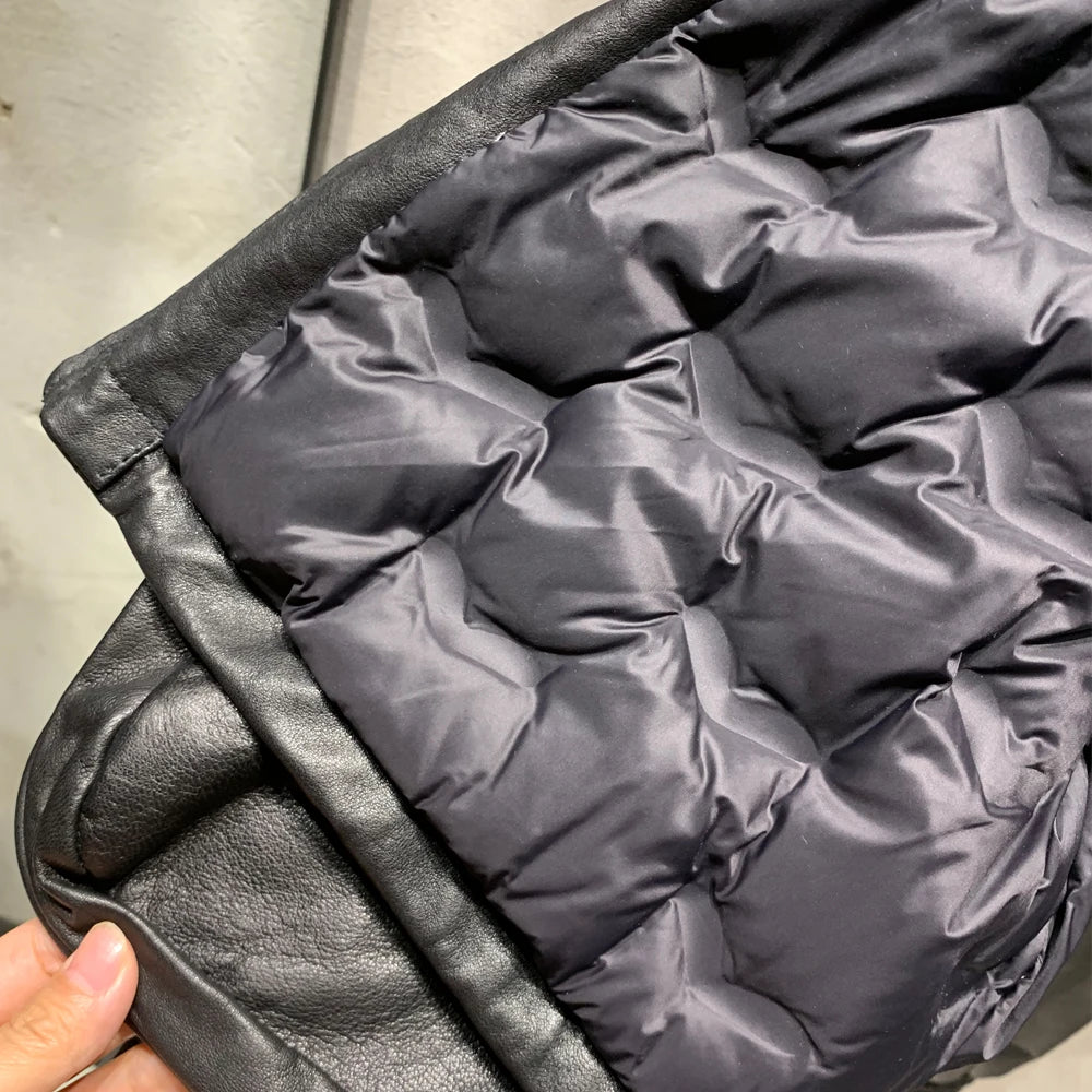 Women Real Leather Bomber 2024 New Coming Autumn Real Leather Jackets with Pockets Inside Down