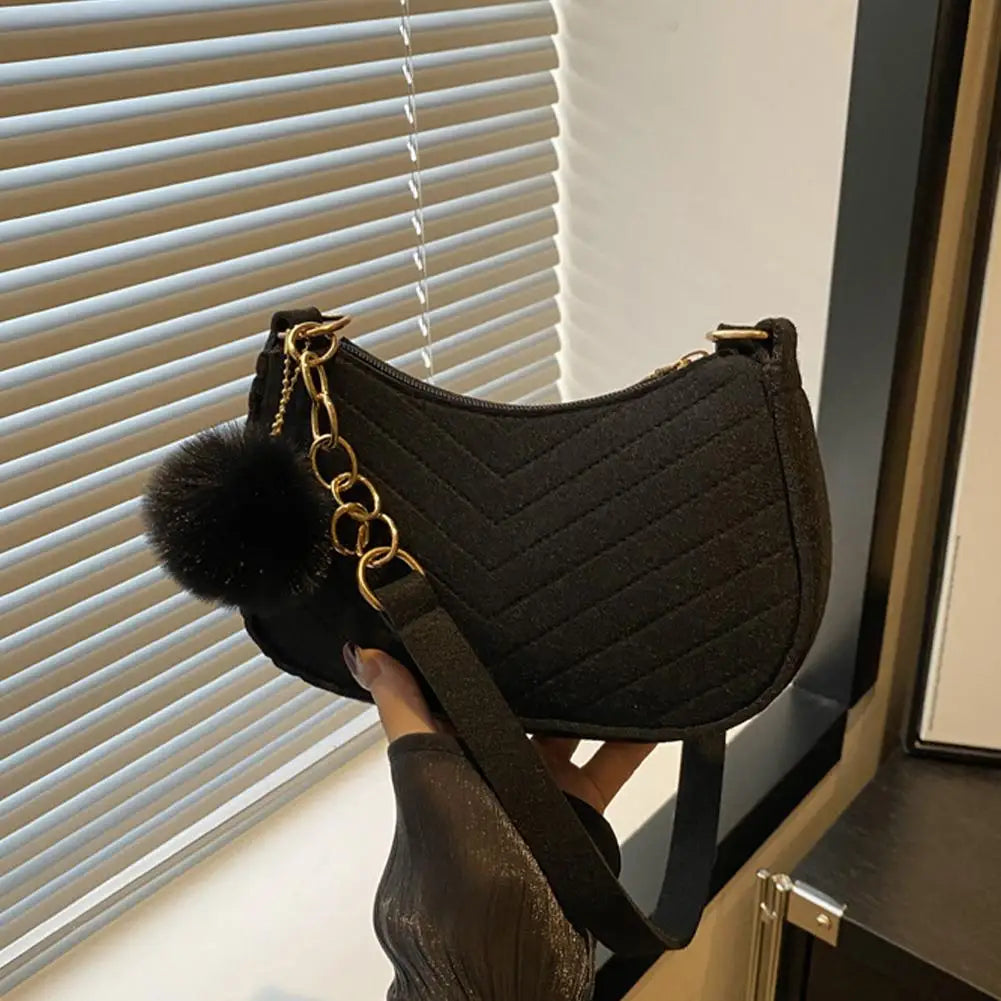 Mini Women Shoulder Bags Fashion Felt Women's Bag Advanced Design Underarm Handbags Mini Saddle Bag