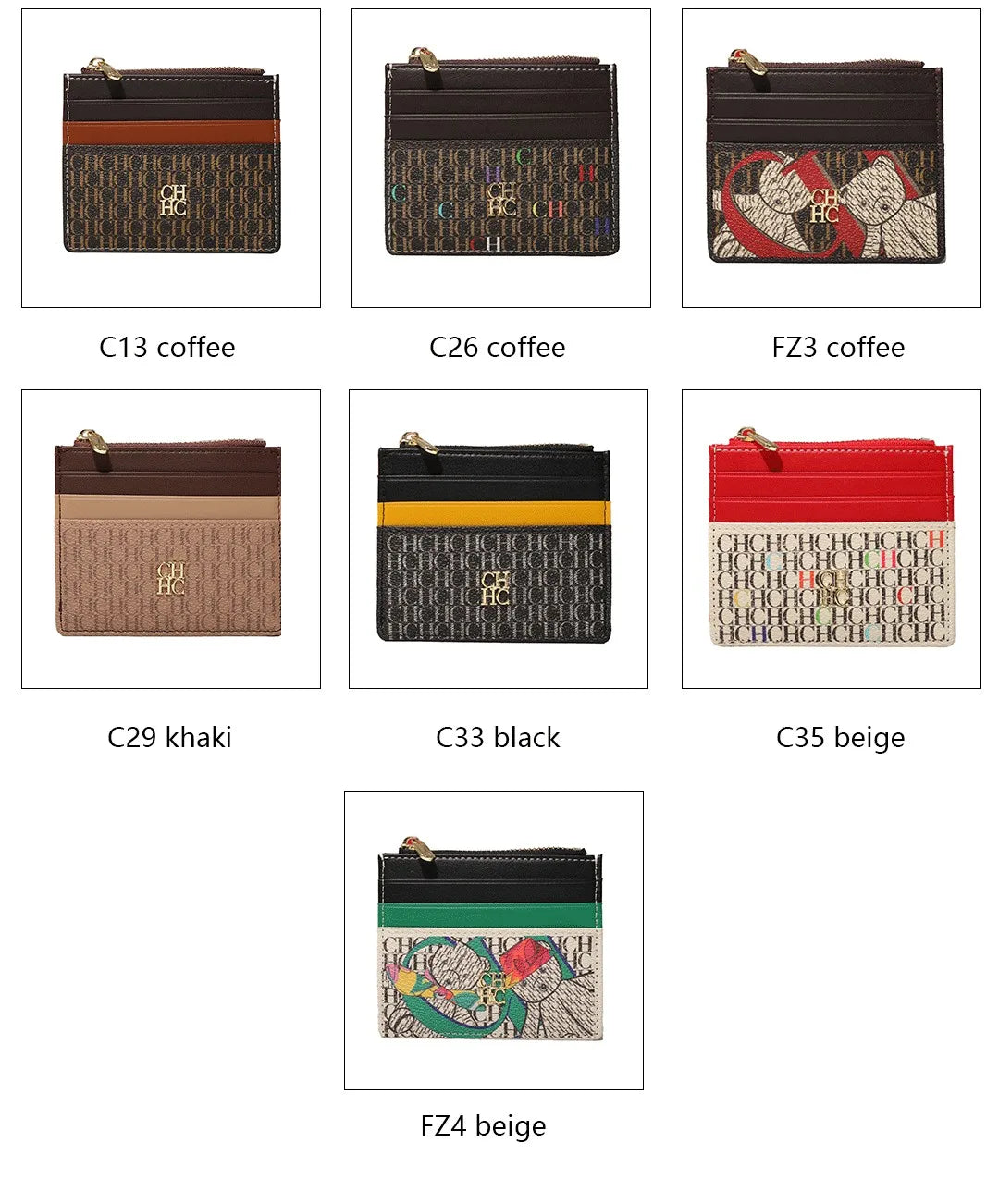 CH Women's Bag Wallet Exquisite Compact Convenient Decoration Durable Elegant Brand Design Sense Letter Decoration Zipper