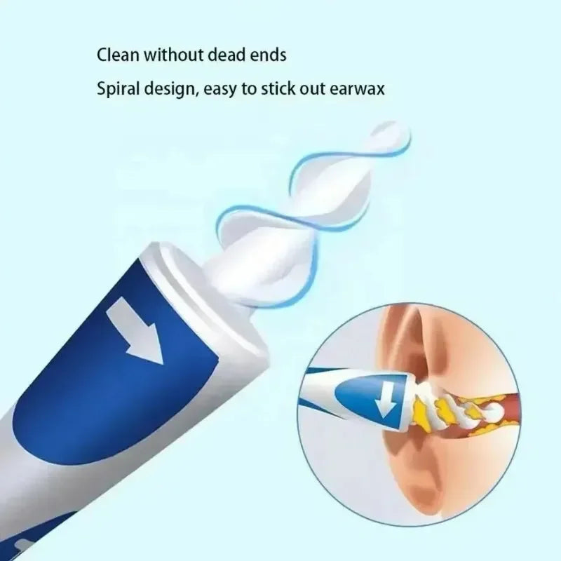 Portable Spiral Ear Wax Remover Tool Ear Cleaner with Soft Silicone 16 Replacement Tips Simply To Grab Extract Earwax