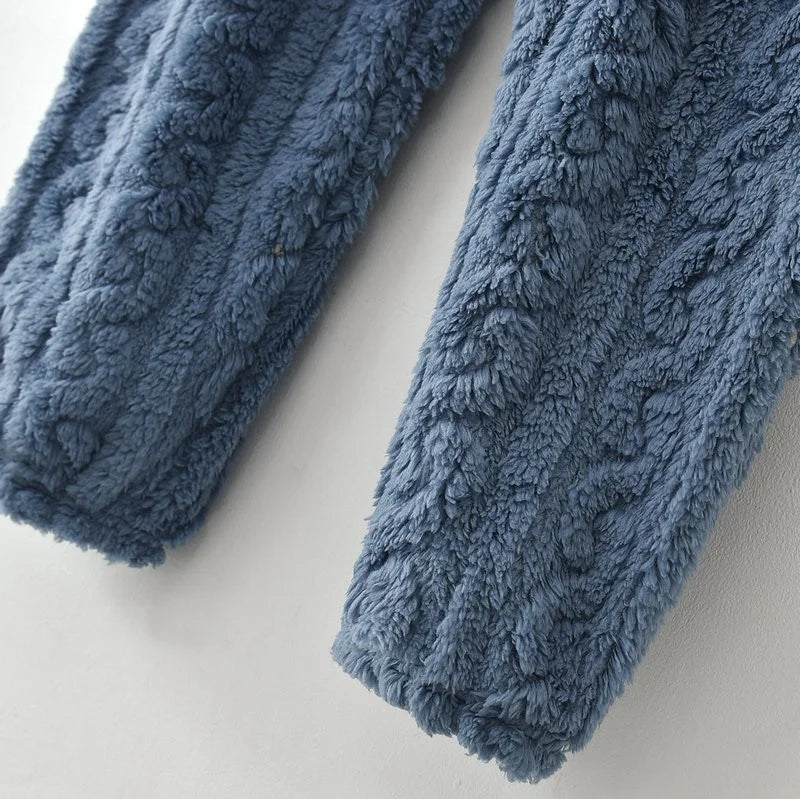 Women's Autumn and Winter Thermal Pajamas Sets Coral Velvet Jacquard Warm Loungewear Female Soft Comfortable Thickened Sleepwear