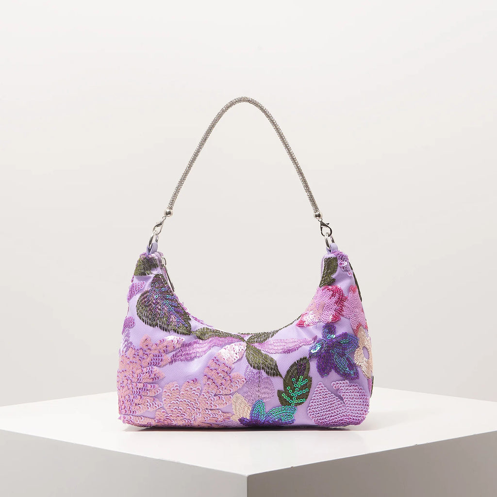 Shoulder Bag,Floral Pop,Sequin Bag,Embroidery,Gala Night,Party Outfits,Prom Bag,Wedding Items,Elegante,Valentine,Random Pattern