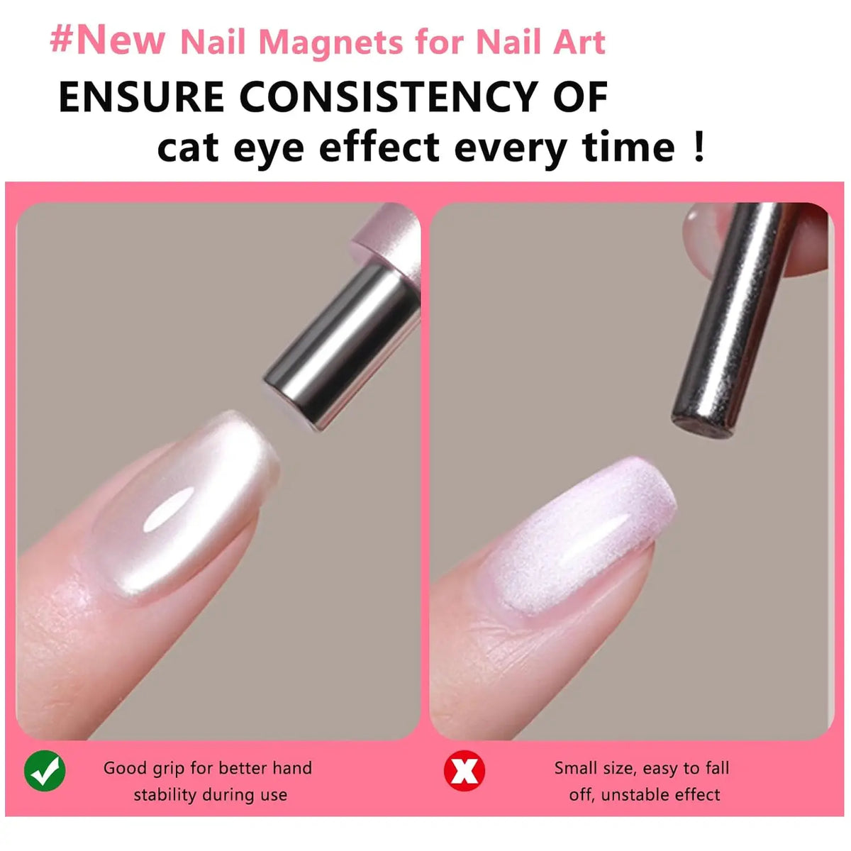 1/2Pcs Cat Eye Magnetic Set Ball With Nail Magnetic Stick Tool Set Double-head Strong Magnet Pen 3D Cat Eye Gel Nail Supplies