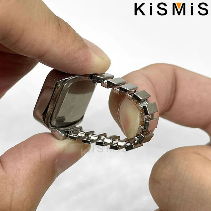 KISMIS Creative Ring Watch, Alloy Shell Finger Circular Dial Couple Watch for Men & Women, New Hot Selling